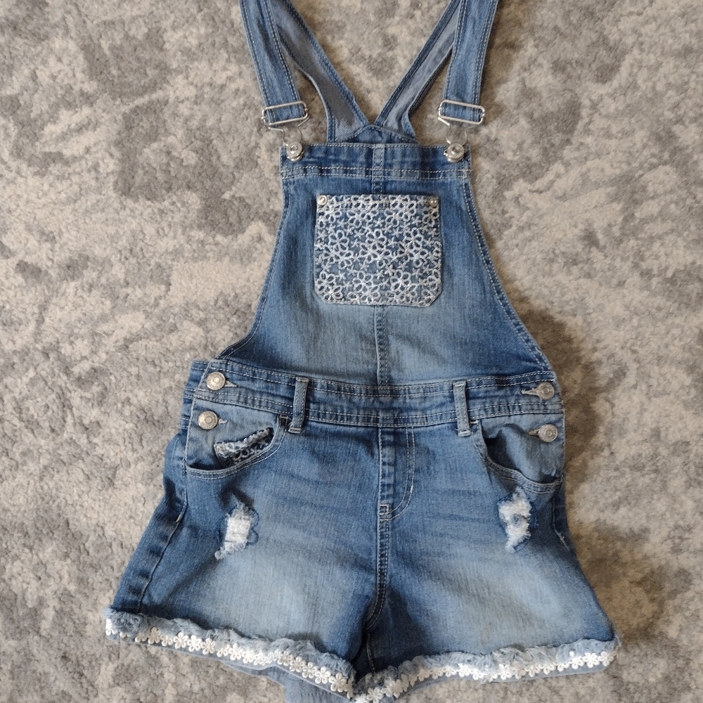 Girls Jordache Denim Short Overalls Size L 10/12